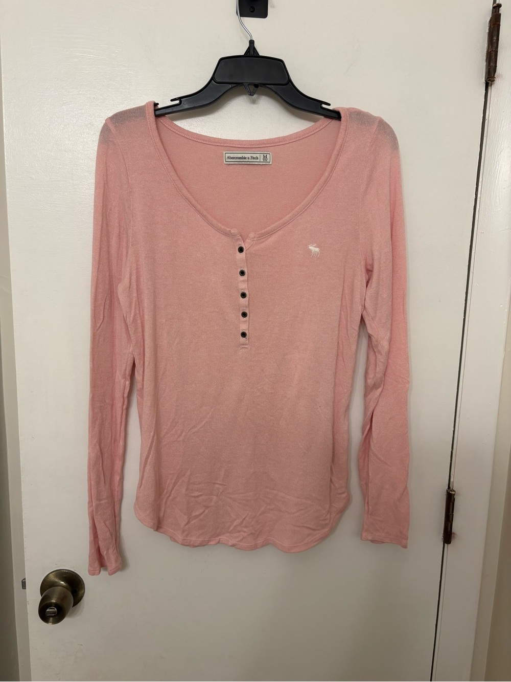 Abercrombie & Fitch Pink Ribbed Henley Top Bella Swan Twilight Y2K Lounge Size M